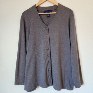 Charter Club Gray Buttoned Cardigan Size L